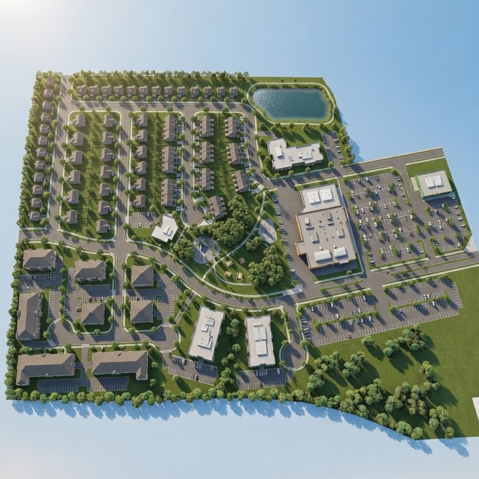 Rendu aérien du Quartier de la Réserve Étoilée, à East Angus